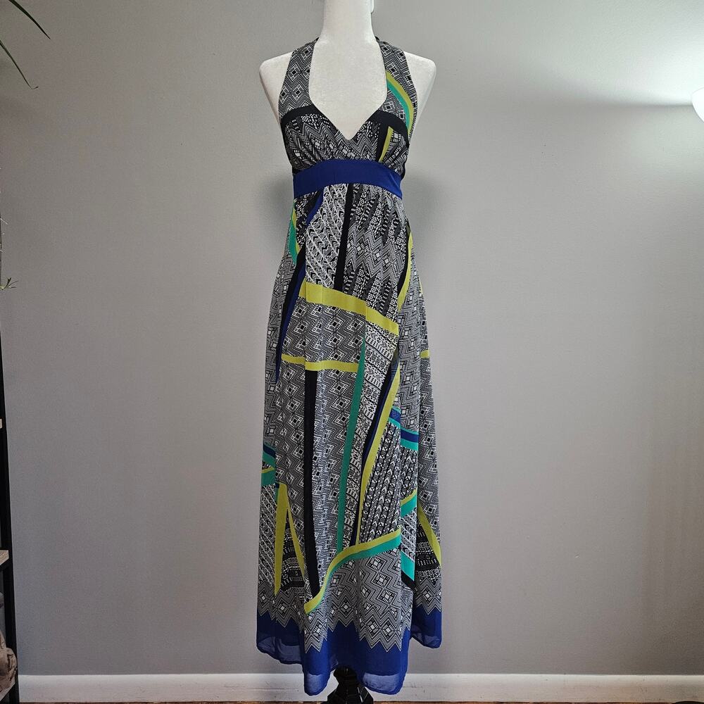 Promod Halter Maxi Dress Size S Boho‎ Smocked Festival Summer